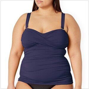 Anne Cole Navy Blue Twist Front Tankini Bandini Top NWT New Plus Size 18W